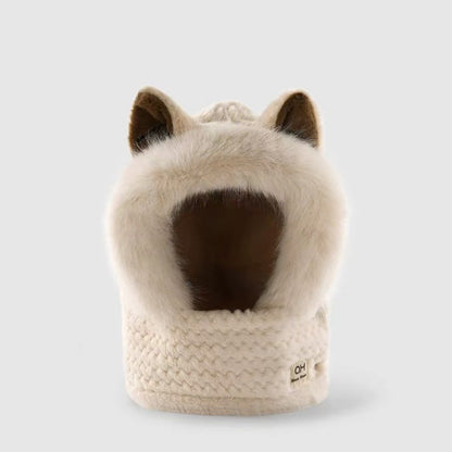 Cute Winter Warm Fox Ear Hat Scarf - Urban Caps 