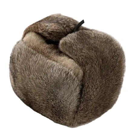 Oblast Russian Winter Rabbit Fur Trapper Bomber Hat - Warm Trapper Hat With Rabbit Fur