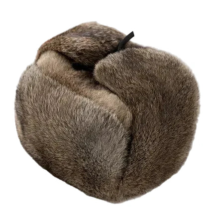Oblast Russian Winter Rabbit Fur Trapper Bomber Hat - Warm Trapper Hat With Rabbit Fur