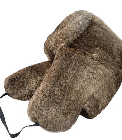 Oblast Russian Winter Rabbit Fur Trapper Bomber Hat - Warm Trapper Hat With Rabbit Fur