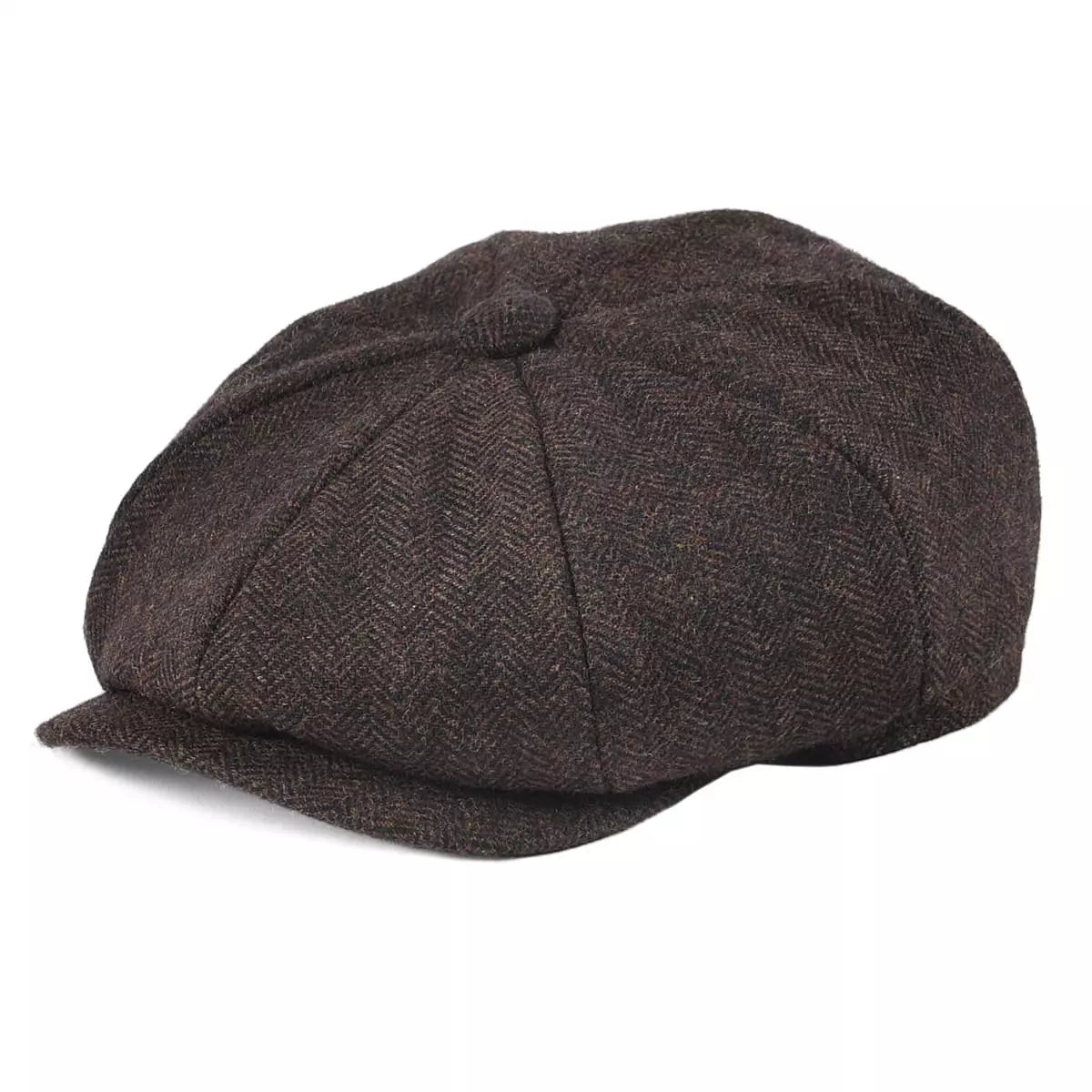 Oxford Herringbone Wool Newsboy Cap – Classic Winter Flat Cap