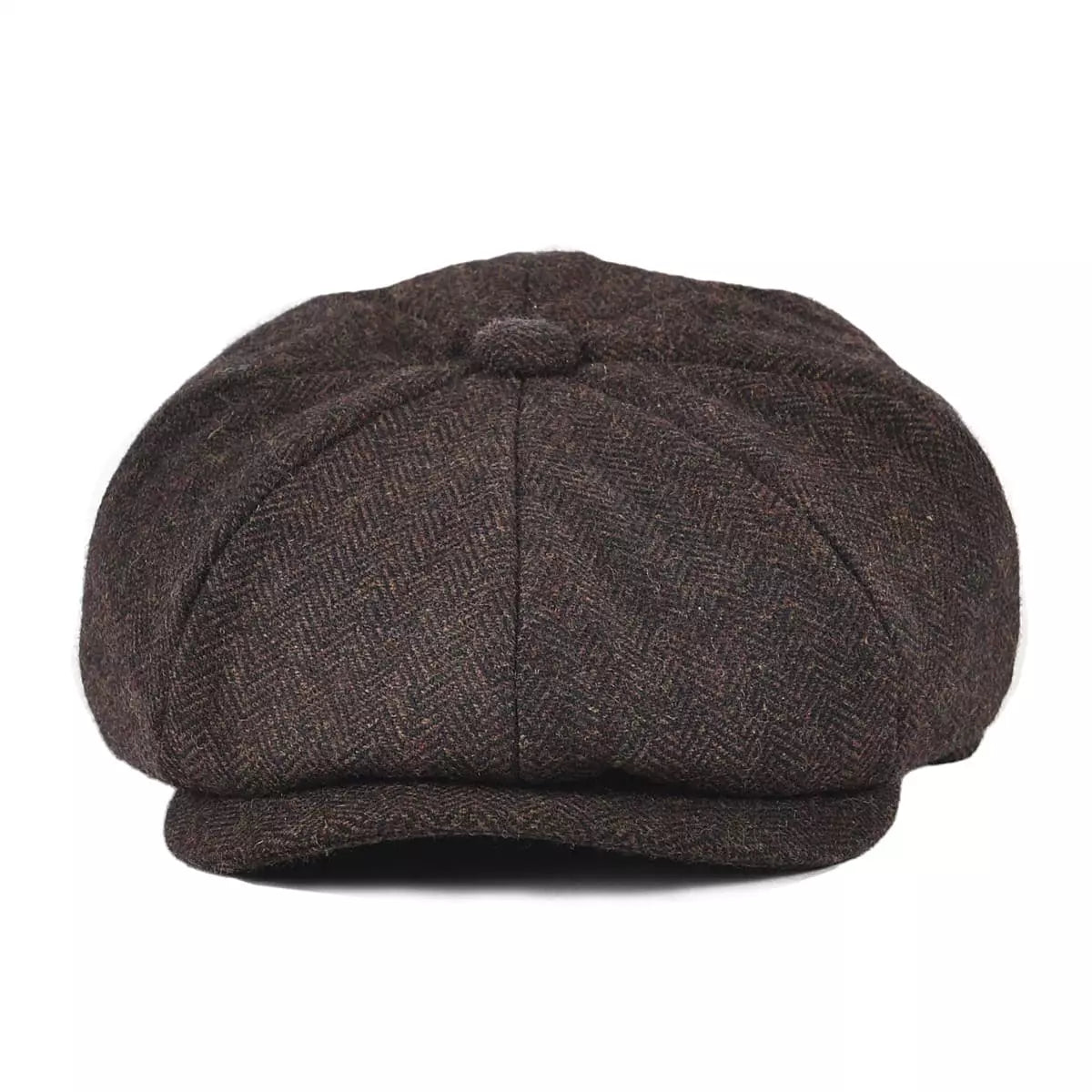 Oxford Herringbone Wool Newsboy Cap – Classic Winter Flat Cap
