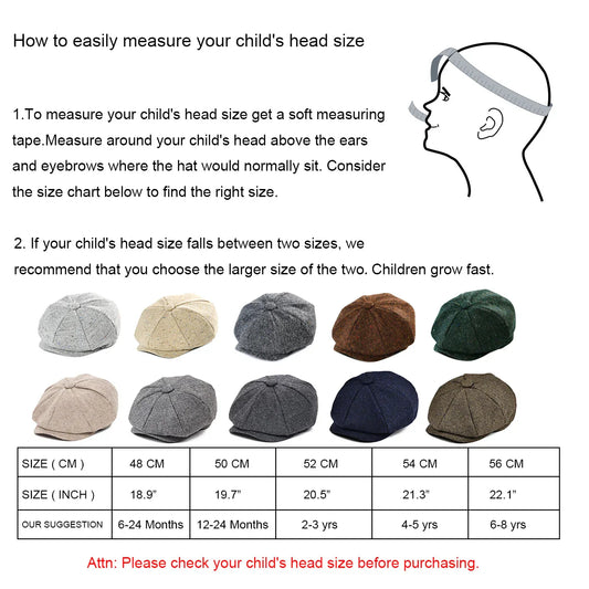 Oxford Kids Tweed Wool Newsboy Cap – Classic Vintage Flat Cap