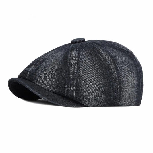 P&L Denim Newsboy Cap – Vintage 8 Panel Cotton Flat Hat