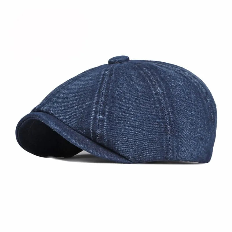 P&L Denim Newsboy Cap – Vintage 8 Panel Cotton Flat Hat