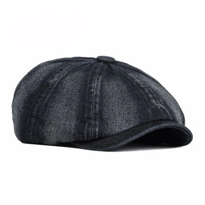 P&L Denim Newsboy Cap – Vintage 8 Panel Cotton Flat Hat