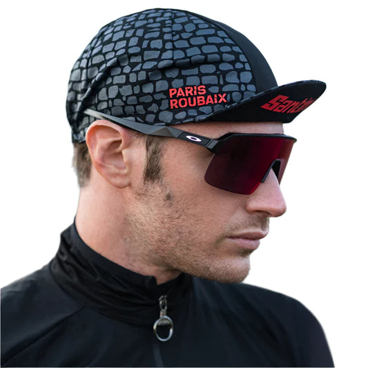 Paris Roubaix Black Cycling Cap Lightweight Acrylic Warm Breathable Performance