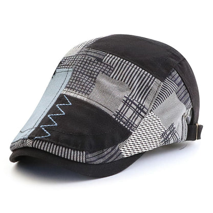 Patchwork Duckbill Flat Cap - Colorful Patchwork Design Blending Classic Cap Styling