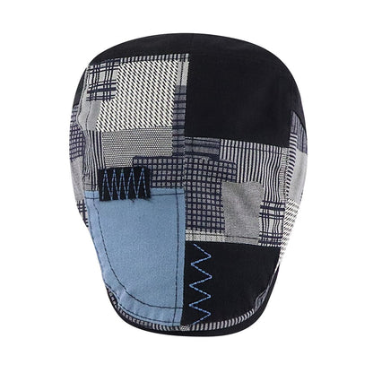 Patchwork Duckbill Flat Cap - Colorful Patchwork Design Blending Classic Cap Styling