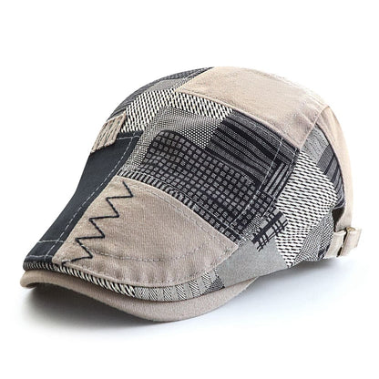 Patchwork Duckbill Flat Cap - Colorful Patchwork Design Blending Classic Cap Styling