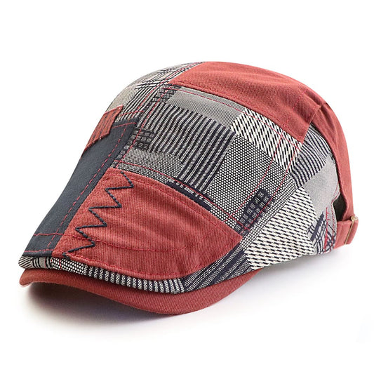 Patchwork Duckbill Flat Cap - Colorful Patchwork Design Blending Classic Cap Styling