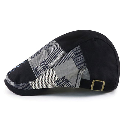 Patchwork Duckbill Flat Cap - Colorful Patchwork Design Blending Classic Cap Styling