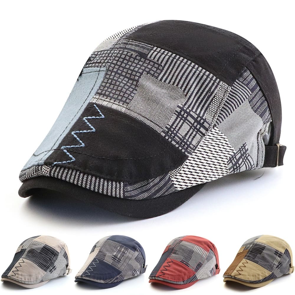 Patchwork Duckbill Flat Cap - Colorful Patchwork Design Blending Classic Cap Styling