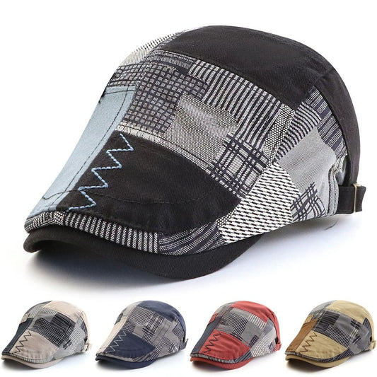 Patchwork Duckbill Flat Cap - Colorful Patchwork Design Blending Classic Cap Styling