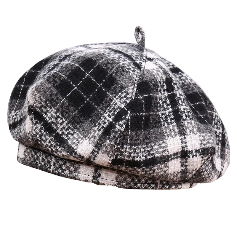 Perpignan Tartan Wool Blend Beret - Scottish Tartan Wool Beret For Casual City Looks