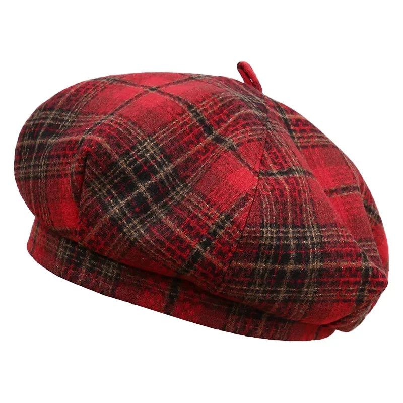 Perpignan Tartan Wool Blend Beret - Scottish Tartan Wool Beret For Casual City Looks