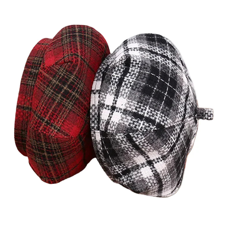 Perpignan Tartan Wool Blend Beret - Scottish Tartan Wool Beret For Casual City Looks