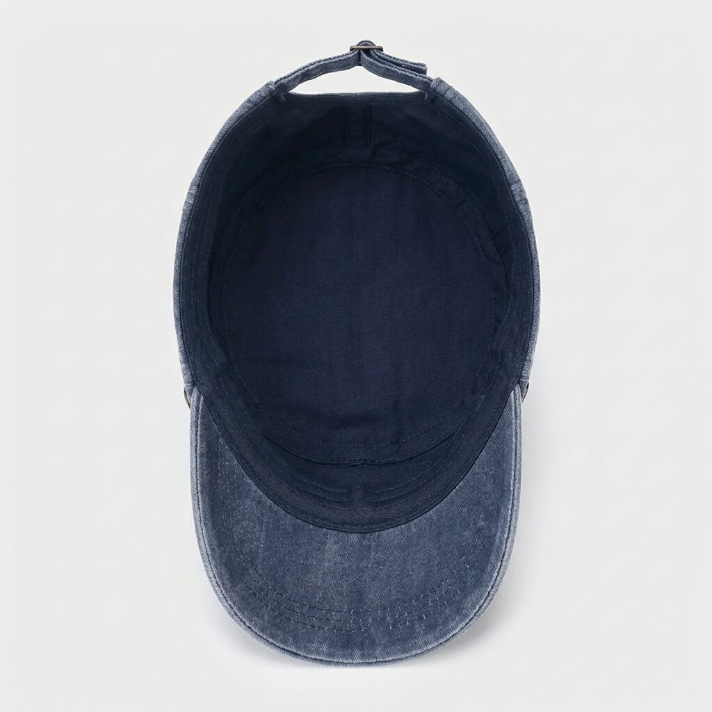 Washed Military Cap With Structured Silhouette Design - Urban Caps
