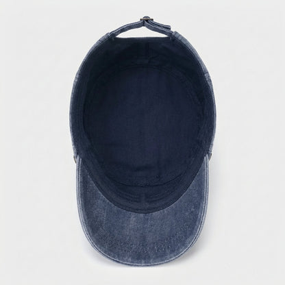 Washed Military Cap With Structured Silhouette Design - Urban Caps