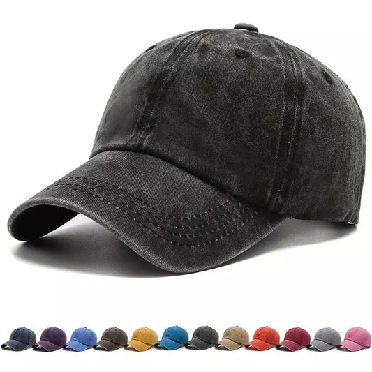 Washed Cotton Baseball Cap – Vintage Plain Adjustable Dad Hat