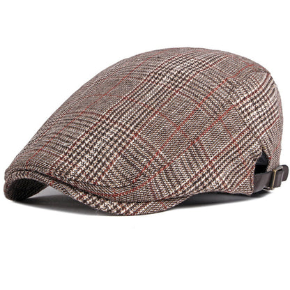 Plymouth Tartan Cotton Flat Cap - Timeless Tartan Cotton Flat Cap With Classic Plaid