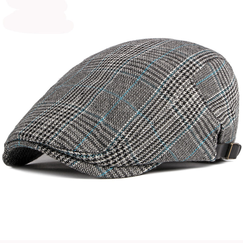 Plymouth Tartan Cotton Flat Cap - Timeless Tartan Cotton Flat Cap With Classic Plaid