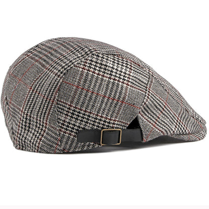 Plymouth Tartan Cotton Flat Cap - Timeless Tartan Cotton Flat Cap With Classic Plaid