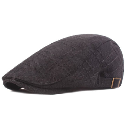 Preston Plaid Cotton Flat Cap - Timeless Cotton Flat Cap With Classic Plaid Finish