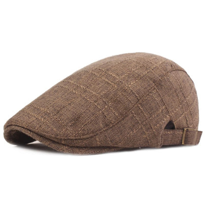Preston Plaid Cotton Flat Cap - Timeless Cotton Flat Cap With Classic Plaid Finish