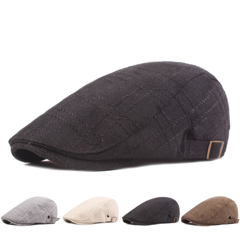 Preston Plaid Cotton Flat Cap - Timeless Cotton Flat Cap With Classic Plaid Finish