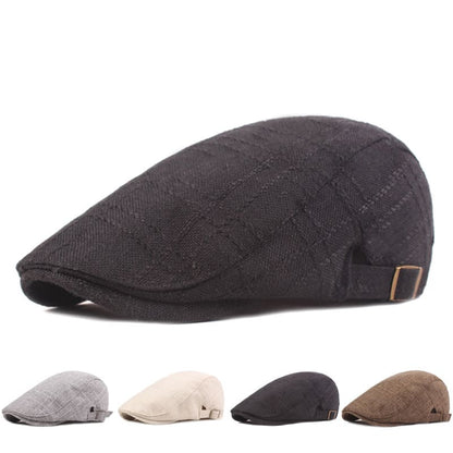 Preston Plaid Cotton Flat Cap - Timeless Cotton Flat Cap With Classic Plaid Finish