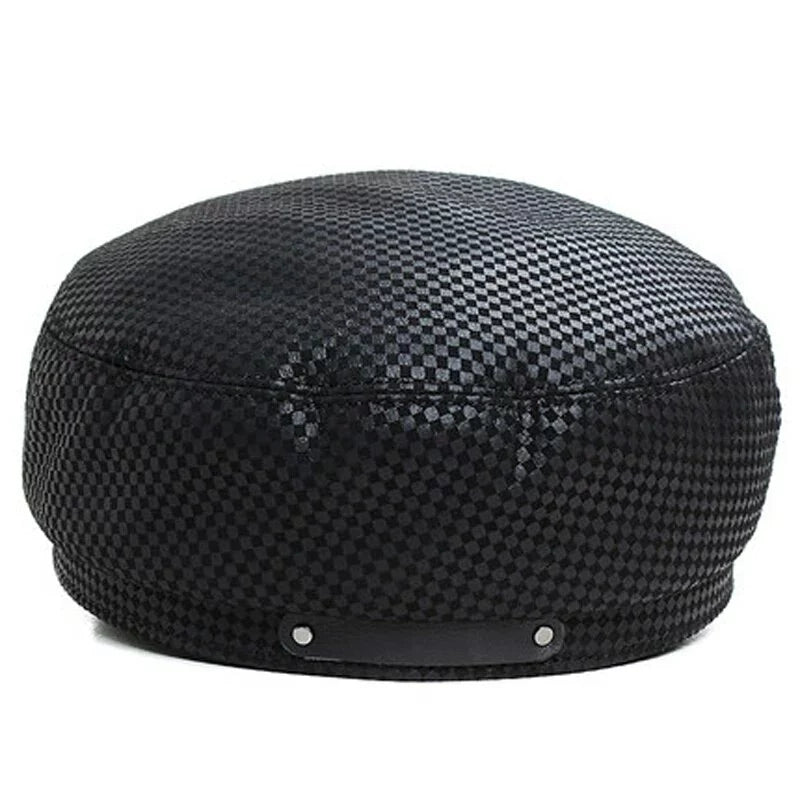 Punk Black Genuine Leather Sailor Cap - Edgy Leather Sailor Style For Casual Looks