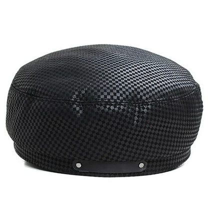 Punk Black Genuine Leather Sailor Cap - Edgy Leather Sailor Style For Casual Looks