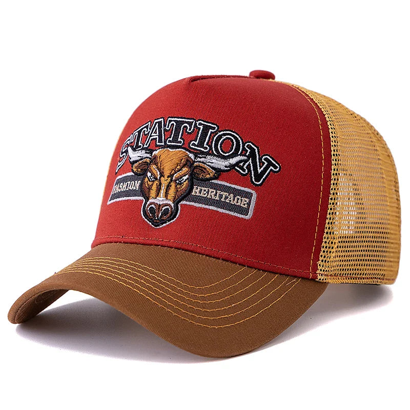 Raging Bull Station Trucker Cap - Versatile Cotton Mesh Trucker Cap For Casual Activities
