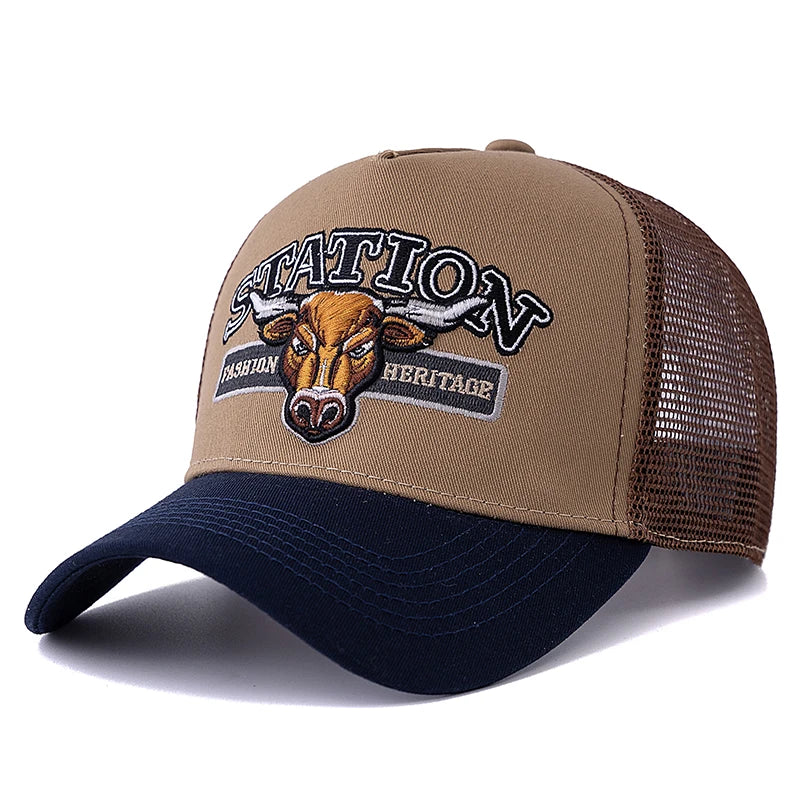 Raging Bull Station Trucker Cap - Versatile Cotton Mesh Trucker Cap For Casual Activities