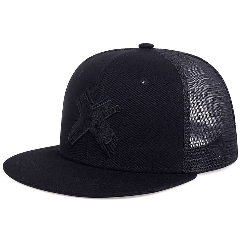 Red X Snapback Cap – Flat Brim Cotton Adjustable Hat