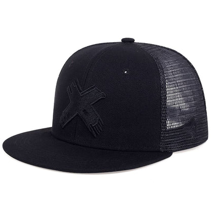 Red X Snapback Cap – Flat Brim Cotton Adjustable Hat