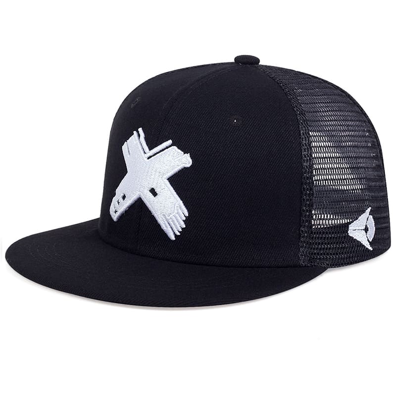 Red X Snapback Cap – Flat Brim Cotton Adjustable Hat