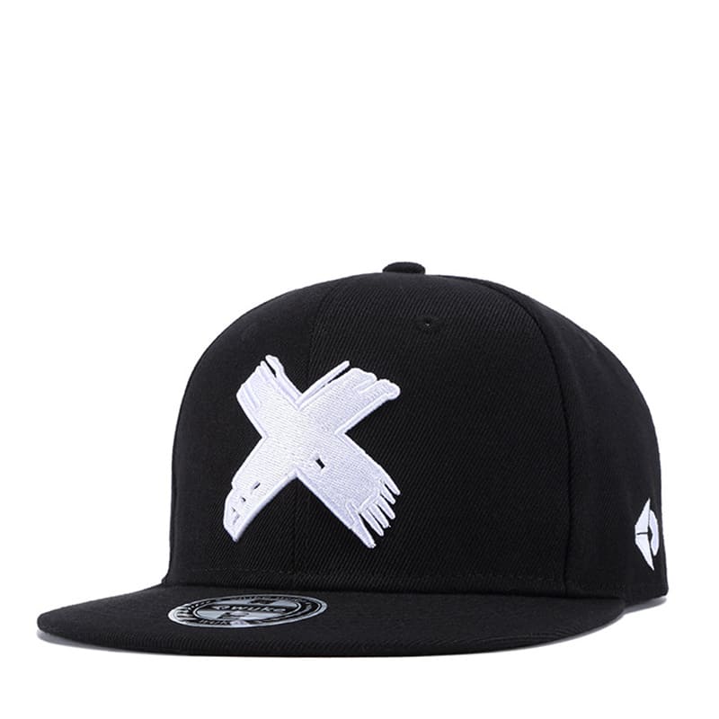 Red X Snapback Cap – Flat Brim Cotton Adjustable Hat