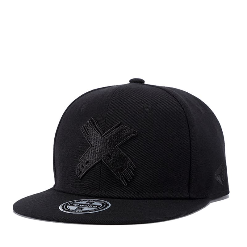 Red X Snapback Cap – Flat Brim Cotton Adjustable Hat
