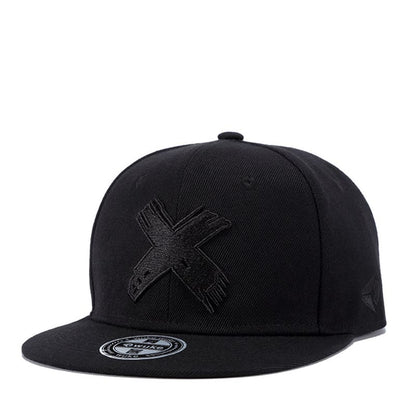 Red X Snapback Cap – Flat Brim Cotton Adjustable Hat