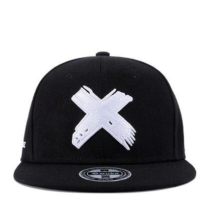 Red X Snapback Cap – Flat Brim Cotton Adjustable Hat