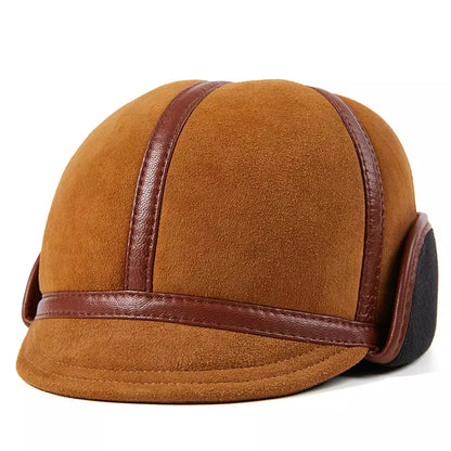 Renton Earflaps Genuine Leather Cap - Folding Earflaps For Warmth With Leather Look
