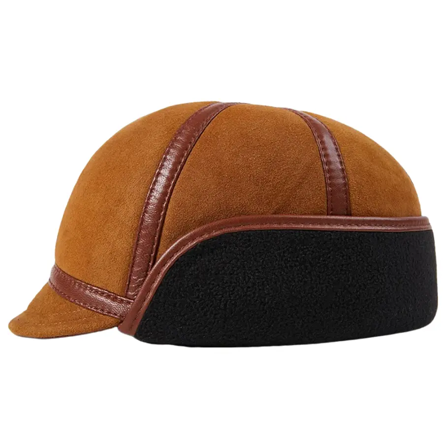 Renton Earflaps Genuine Leather Cap - Folding Earflaps For Warmth With Leather Look