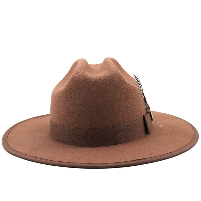 Rimini Feather Khaki Fedora Hat - Wool Fedora With Pheasant Feathers For Classic Style