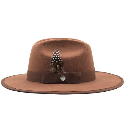 Rimini Feather Khaki Fedora Hat - Wool Fedora With Pheasant Feathers For Classic Style