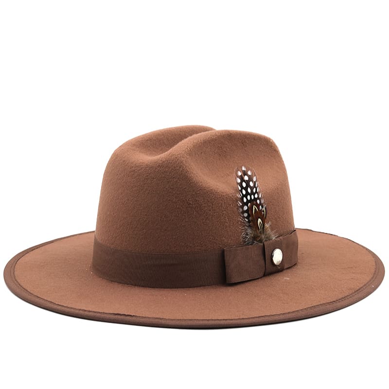 Rimini Feather Khaki Fedora Hat - Wool Fedora With Pheasant Feathers For Classic Style