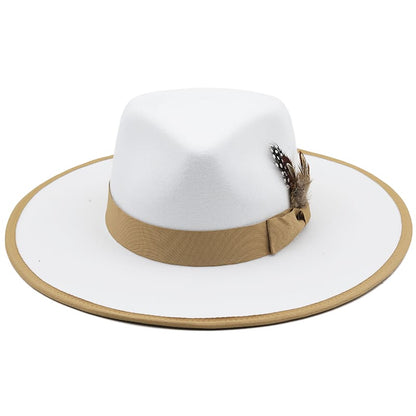 Rimini Feather White Fedora Hat - Classic Fedora Silhouette With Feather Accent Detail