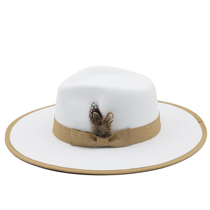 Rimini Feather White Fedora Hat - Classic Fedora Silhouette With Feather Accent Detail