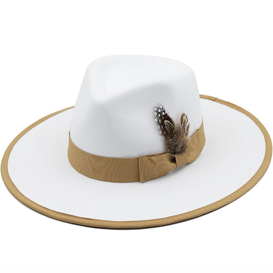 Rimini Feather White Fedora Hat - Classic Fedora Silhouette With Feather Accent Detail